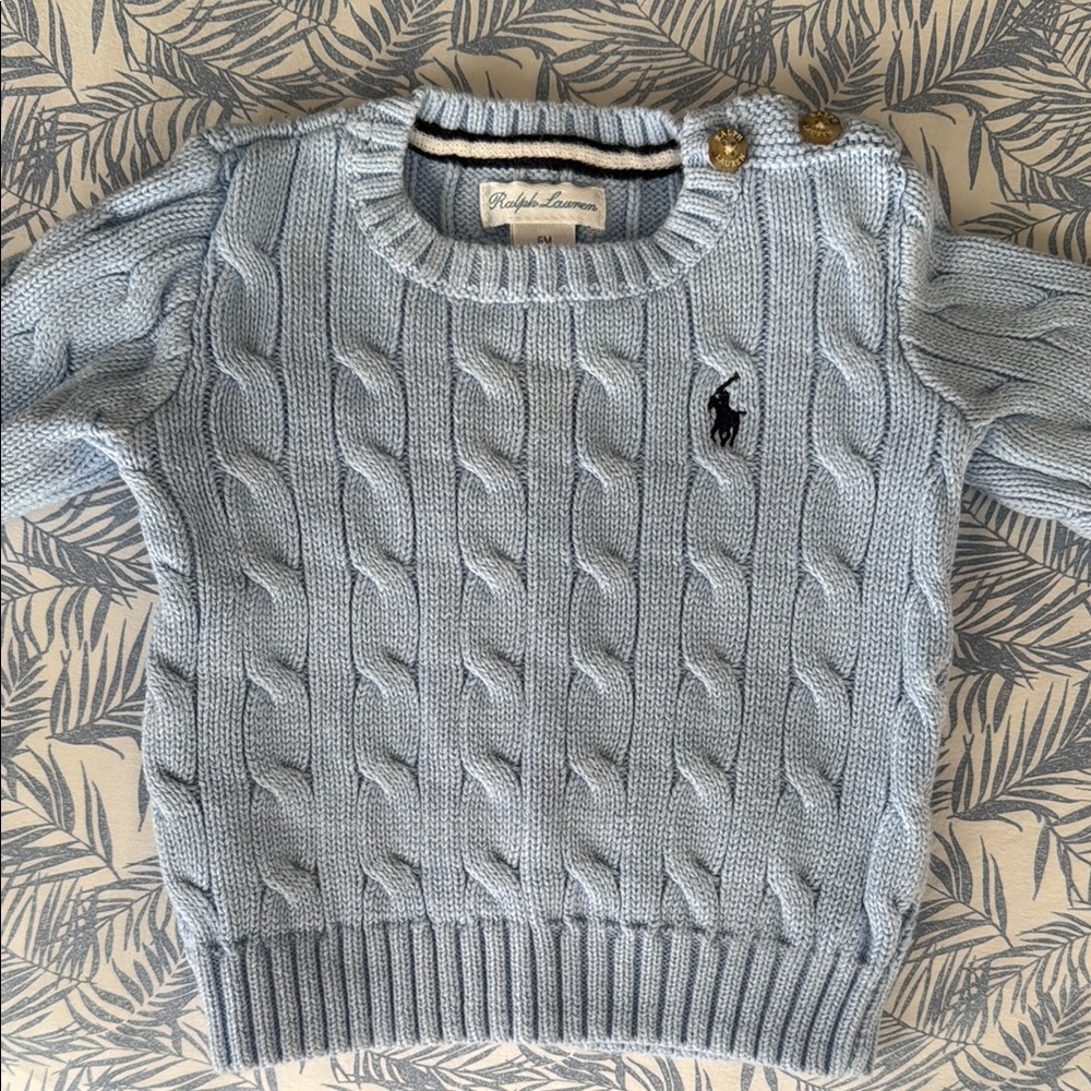 Ralph Lauren Baby Light Blue Cable Knit Sweater 6m